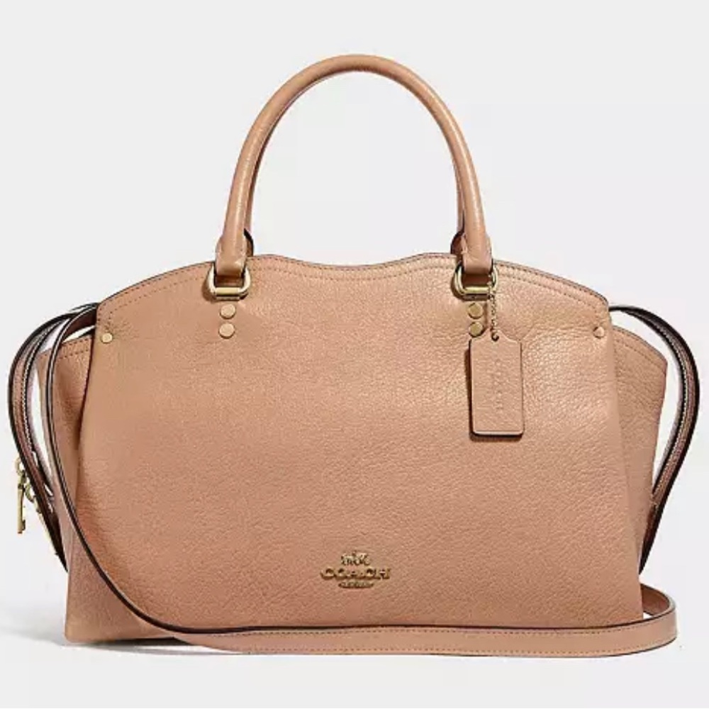 NWT Coach Drew Satchel; Gold/Beechwood (creamy light tan).